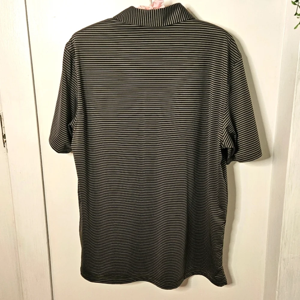 Michel Rouen Performance Polo Men's Black Striped Shirt Size Medium‎